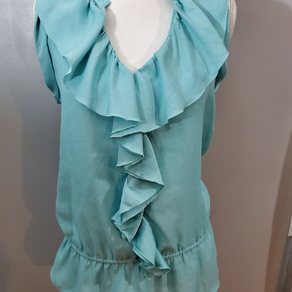 Light Blue Ruffled Top - Picture 2 of 3
